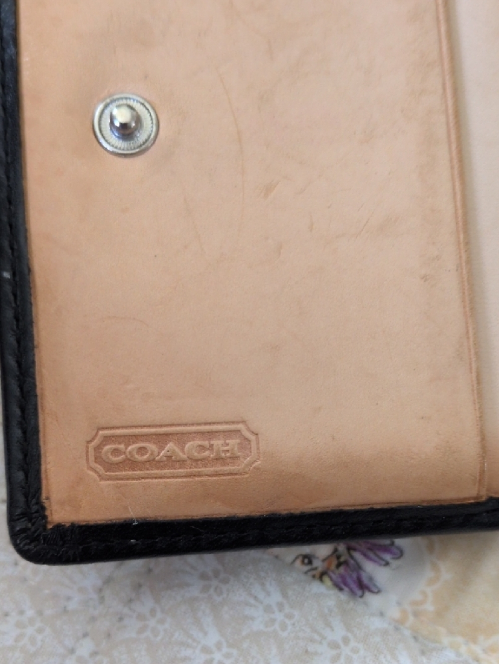 Coach Signature C Black Buckle Wallet Y2K Jacquard Leather Trim - Picture 4 of 9